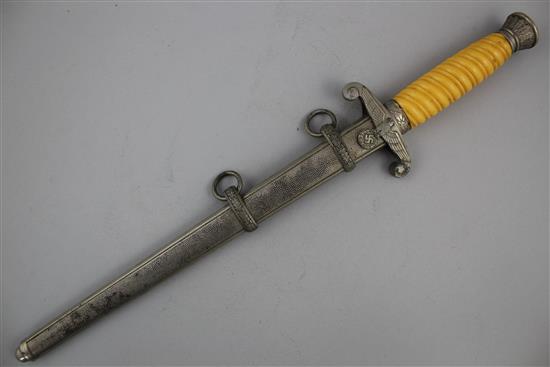 A German WWII Third Reich heer dress dagger, blade mark for A.W. Solingen, overall 15.75in.